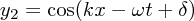 $ y_2 = \cos(kx - \omega t + \delta) $