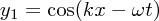 $ y_1 = \cos(kx - \omega t) $