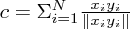 $ c = \Sigma_{i=1}^N {{x_i y_i}\over{\|x_i y_i\|}} $