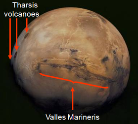  Mars, with Valles Marineris & Tharsis rise
