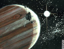 Artists
impression of Pioneer 10s encounter with Jupiter